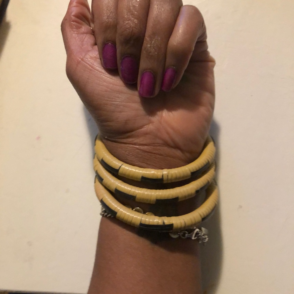 3 wicker and wood bangles